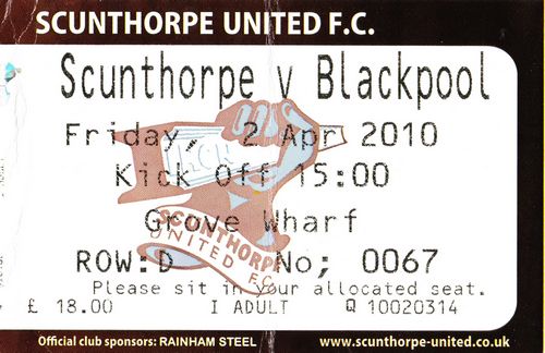 Ticket Scunthorpe United - Blackpool FC, Championship, 02.04.2010
