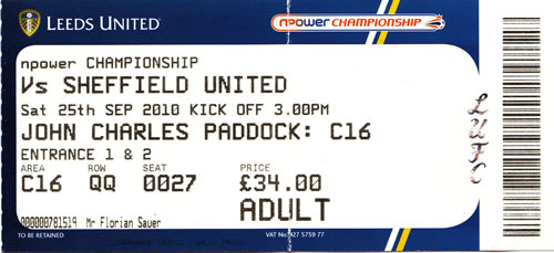 Ticket Leeds United - Sheffield United, Championship, 25.09.2010