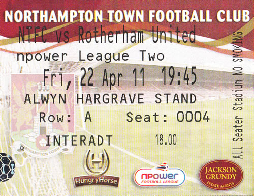 Ticket Northampton Town - Rotherham United, League Two, 22.04.2011
