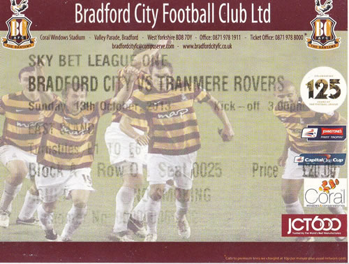 Ticket Bradford City - Tranmere Rovers, League One, 13.10.2013