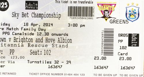 Ticket Huddersfield Town AFC - Brighton & Hove Albion, Championship, 18.04.2014